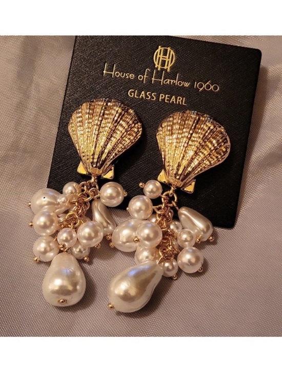 House of Harlow 1960 Jewelry - House of Harlow 1960 Shell and Glass Pearl Earrings